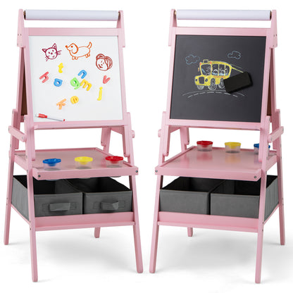 Pink 3-in-1 Kids Double Sided Easel | Chalk & Whiteboard