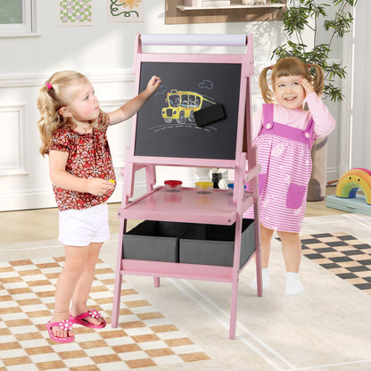 Pink 3-in-1 Kids Double Sided Easel | Chalk & Whiteboard