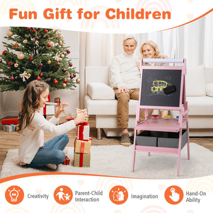 Pink 3-in-1 Kids Double Sided Easel | Chalk & Whiteboard