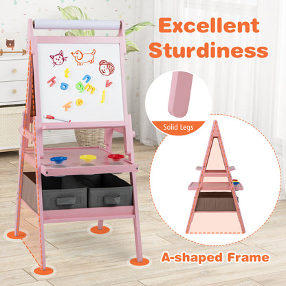 Pink 3-in-1 Kids Double Sided Easel | Chalk & Whiteboard