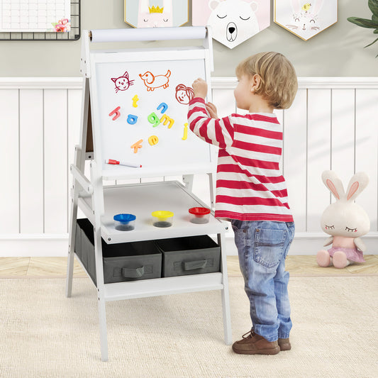 3 In 1 Kids Double Sided Easel | Magnetic Chalkboard White