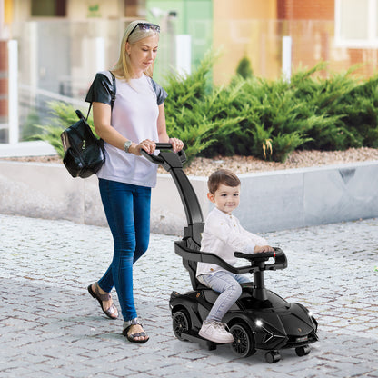 Costway 3-in-1 Ride On Push Car Licensed Lamborghini with Removable Guardrails-Black