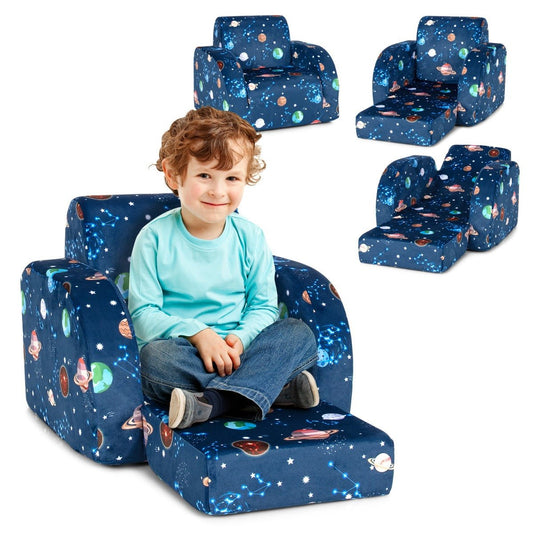 Blue Planet 3-in-1 Kids Convertible Flip Out Sofa Chair - Multifunctional, comfortable, and fun seating for children.