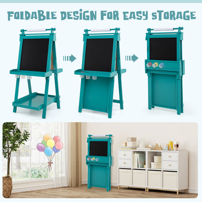 Green 3 In 1 Foldable Double Sided Art Easel | Adjustable Height