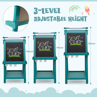 Green 3 In 1 Foldable Double Sided Art Easel | Adjustable Height
