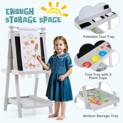 3 in 1 Foldable Kids Art Easel | Chalkboard Whiteboard | Grey
