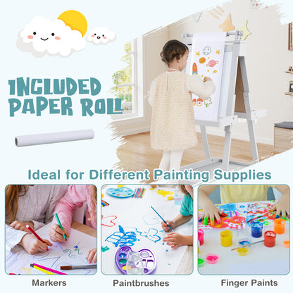 3 in 1 Foldable Kids Art Easel | Chalkboard Whiteboard | Grey