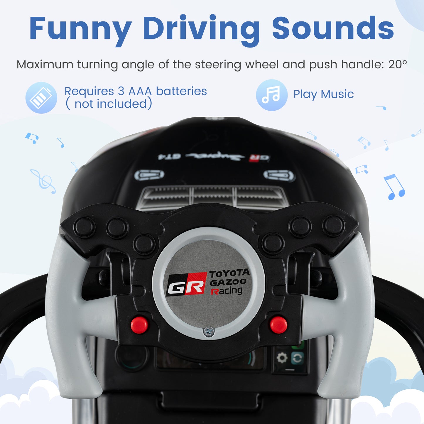 Black 3-in-1 Toddler Push Car | Ride-On Walker with Music