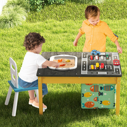 Kids 3 in 1 Sand and Water Table with Storage | Versatile play station for backyard fun.