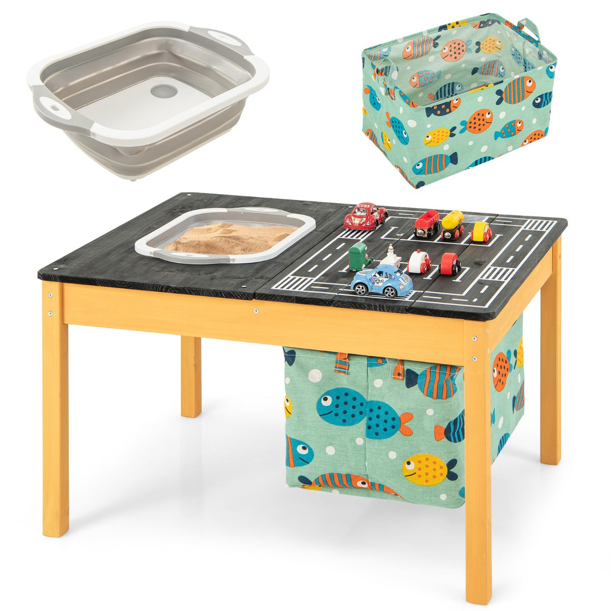 Kids 3 in 1 Sand and Water Activity Table with Storage | Versatile play set for home fun.