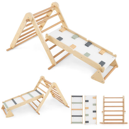 3 In 1 Pikler Triangle | Adjustable Natural Wood Climbing Set