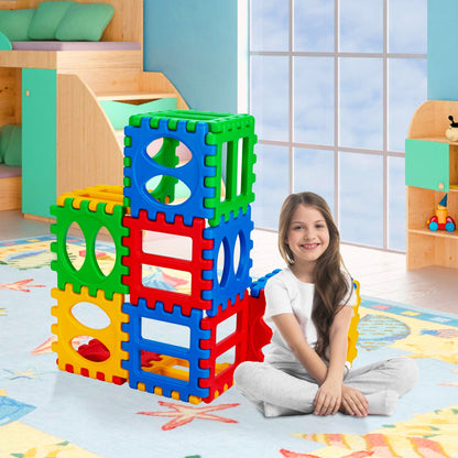 Colorful waffle shaped building blocks for creative construction, offering unique textures and stackable designs for...