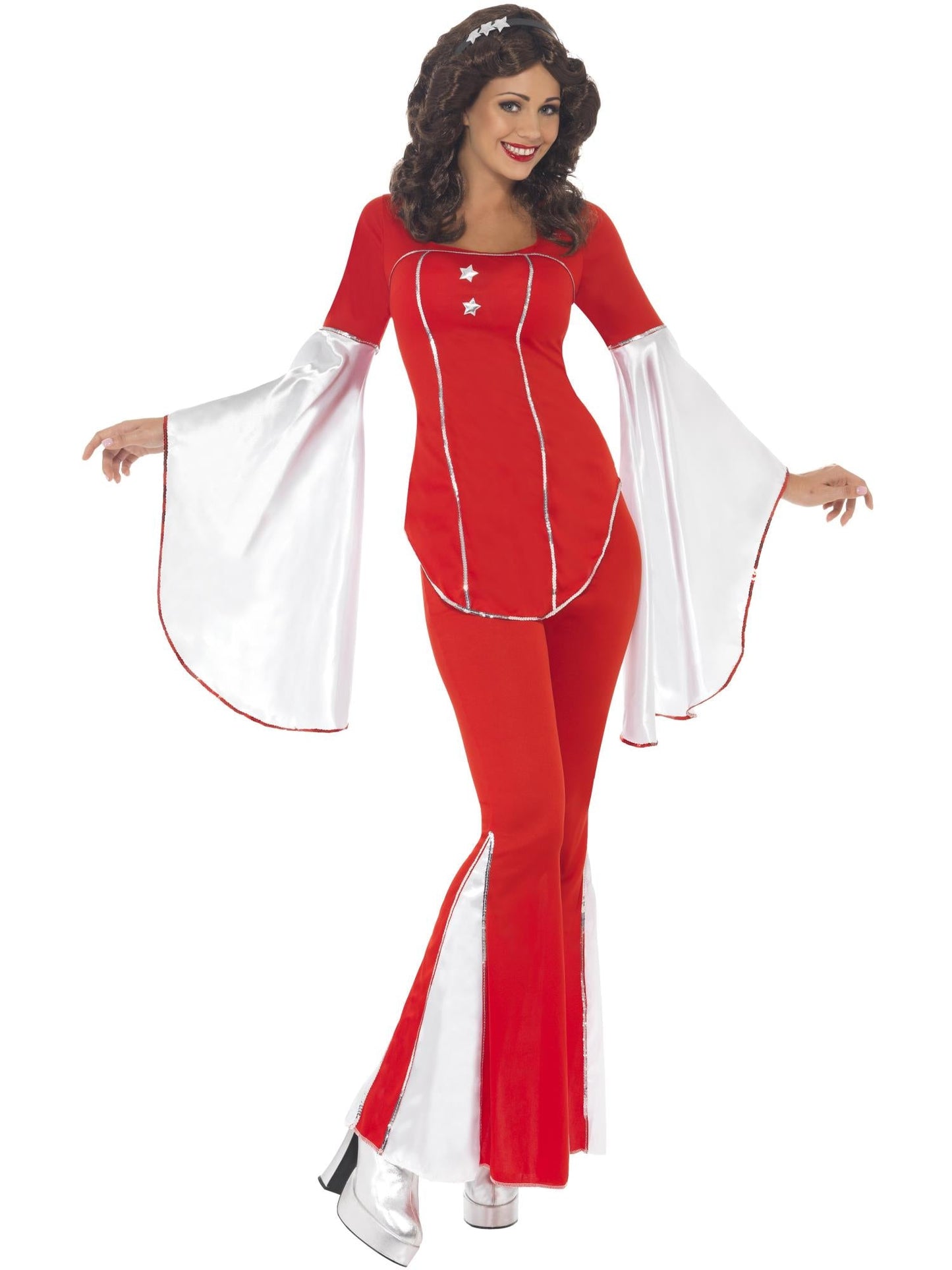 Super Trooper Red & Silver 70s Disco Womens Costume | Dance