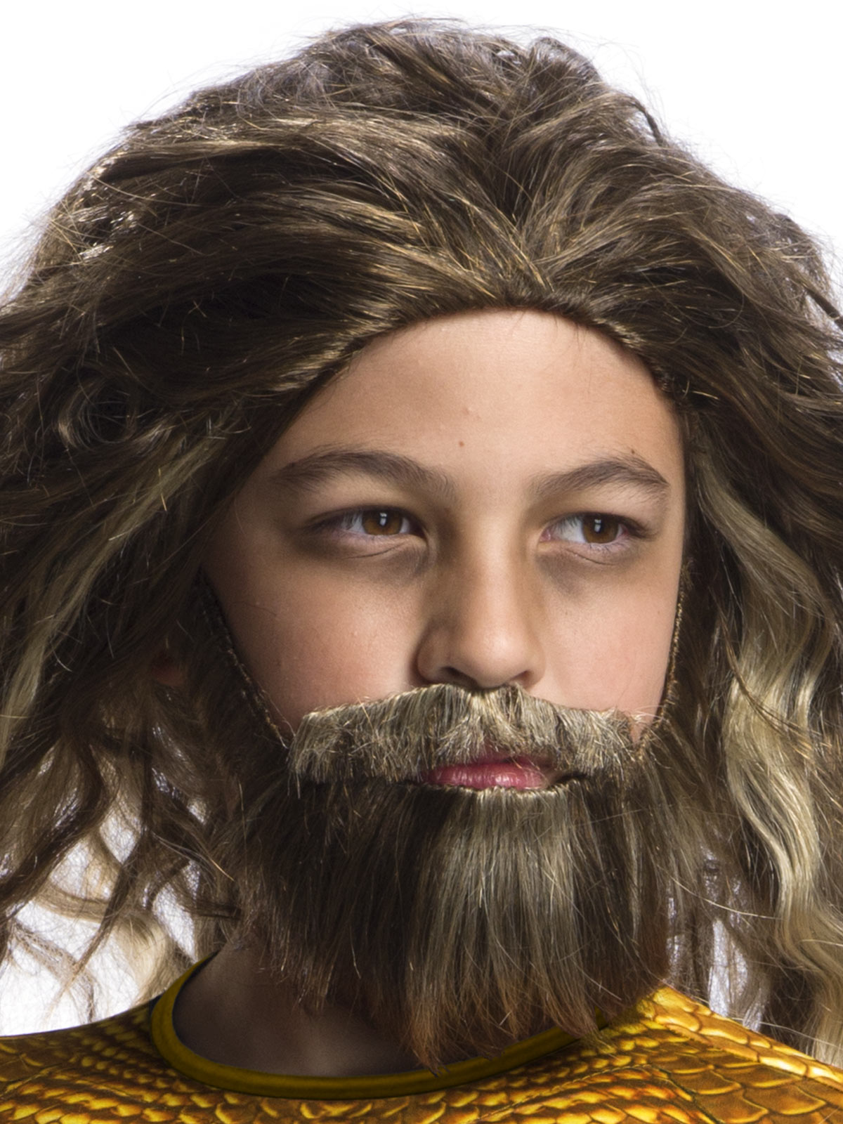 DC Comics licensed Aquaman kids beard & wig set for imaginative play at home.