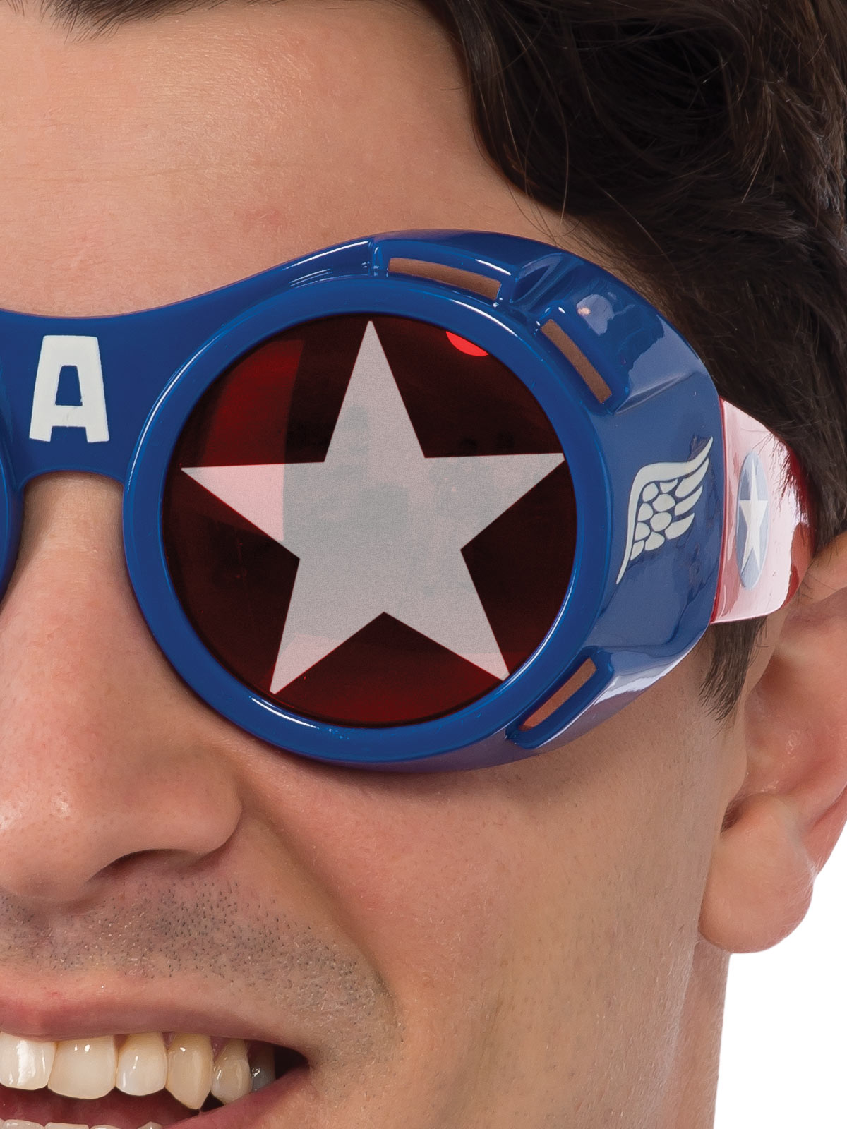 Captain America goggles for kids costume, official Marvel accessory for superhero playtime at home.