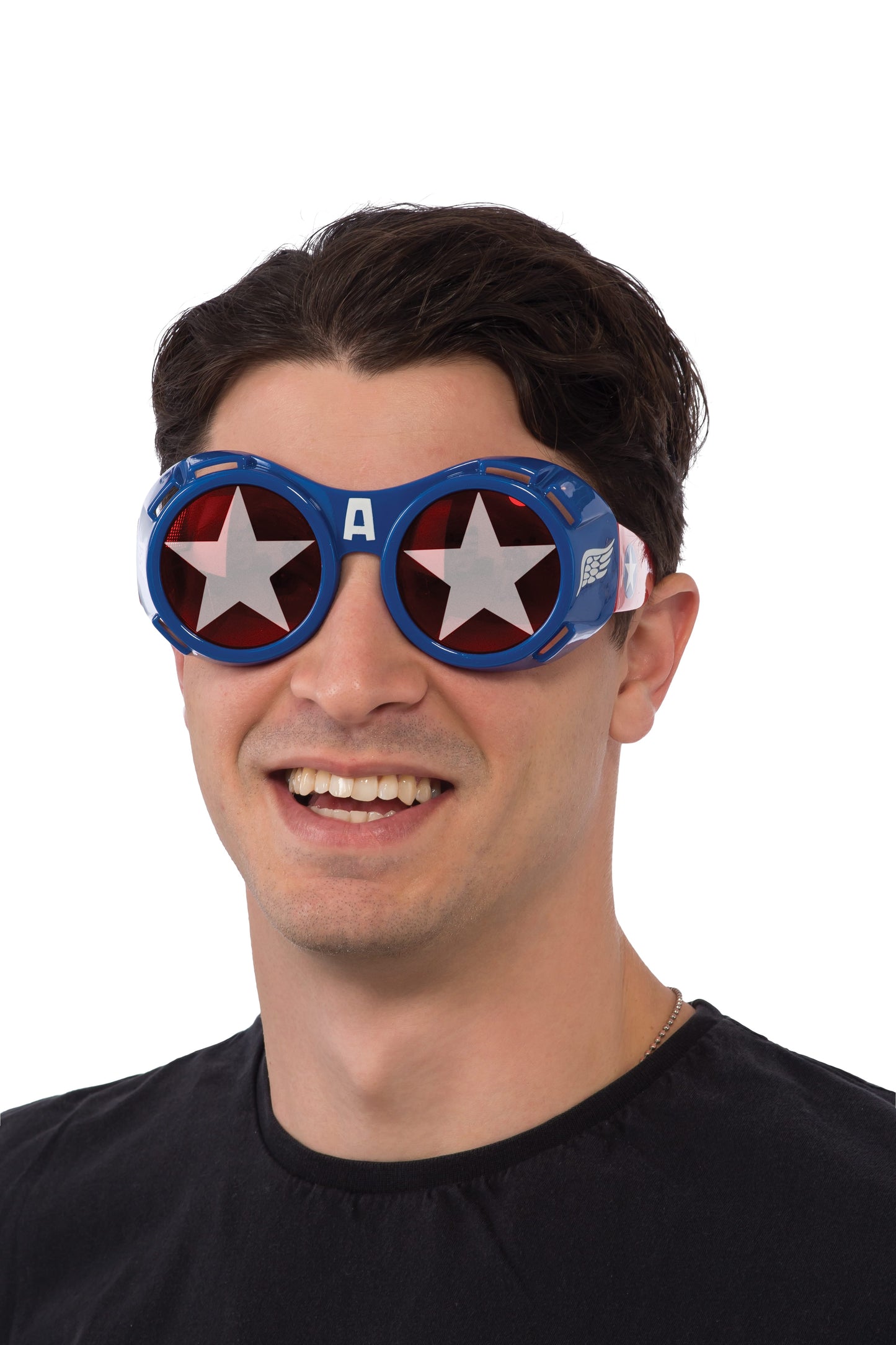 Captain America adult goggles, a must-have Marvel accessory for kids playtime imagination.