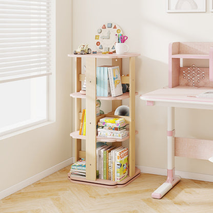Pink 360 Spinning Kids Bookshelf | 3 Tier 12 Compartments