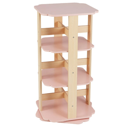 Pink 360 Spinning Kids Bookshelf | 3 Tier 12 Compartments