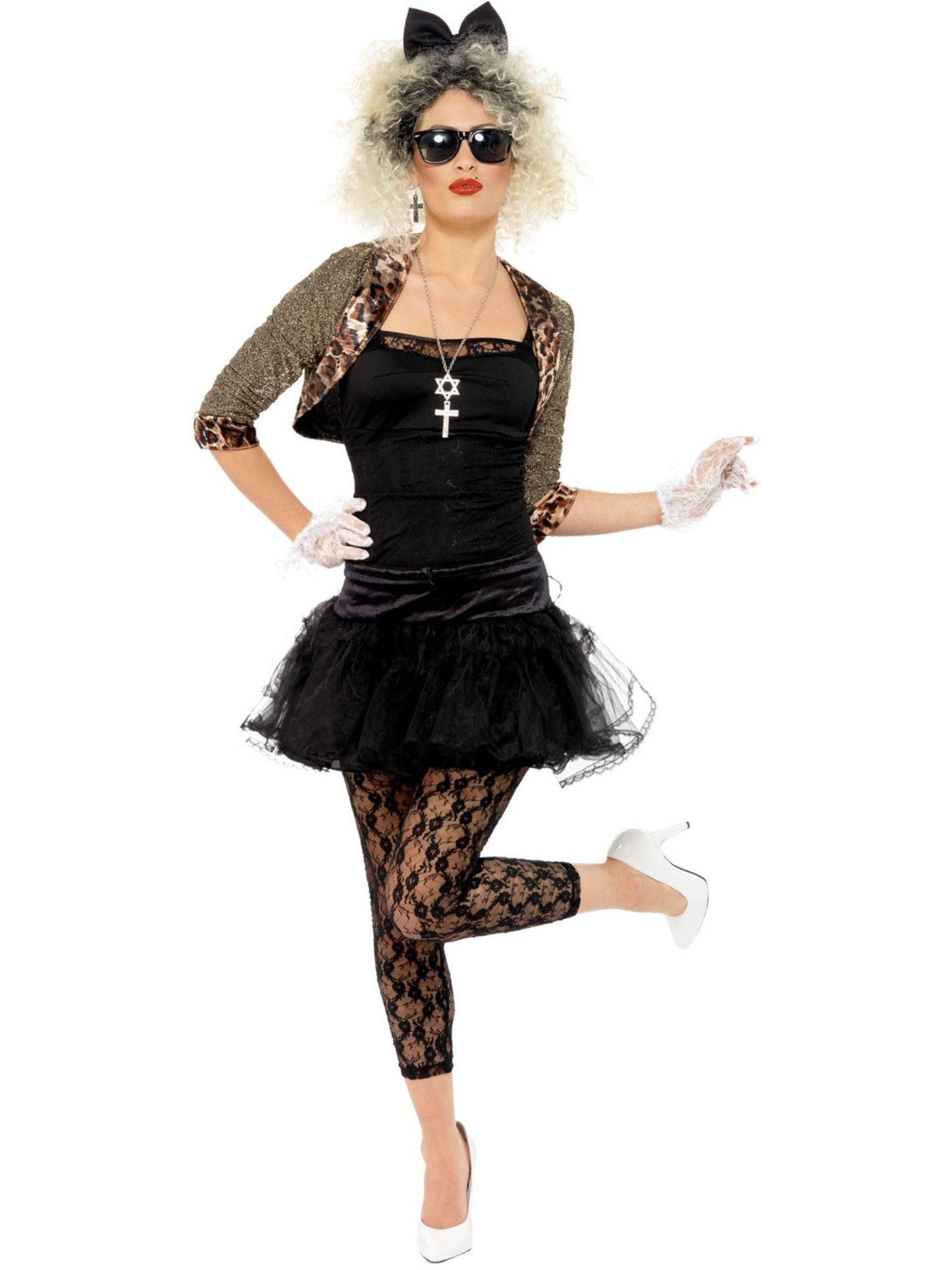 80s Wild Child Costume for Adults | Black Tutu & Lace Outfit