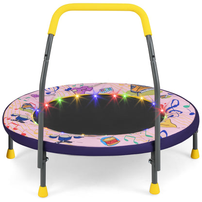 Pink Mini Trampoline for Kids | LED Lights & Foldable 36 Inch