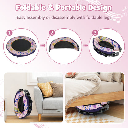 Pink Mini Trampoline for Kids | LED Lights & Foldable 36 Inch