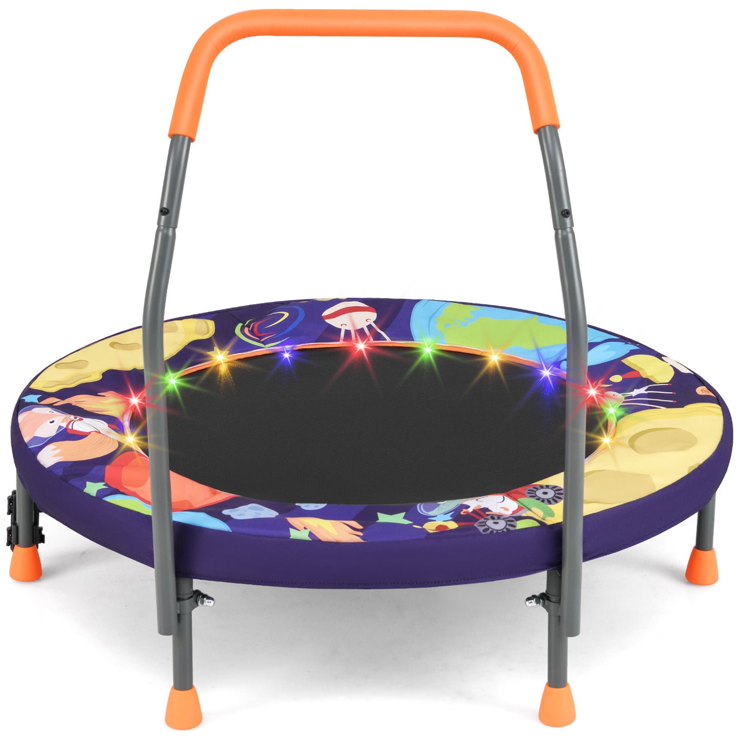 36" Purple Kids Trampoline | 20 LED Lights & Foldable Design