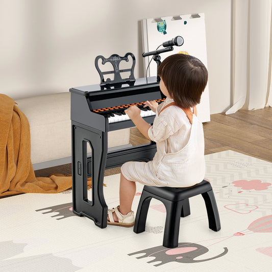 Costway 37-Key Electronic Piano Keyboard Toy with Adjustable Microphone-Black
