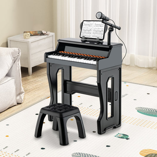 37-Key Kids Piano Keyboard with Mic & Stool | Black