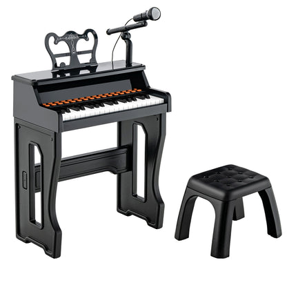 37-Key Kids Piano Keyboard with Mic & Stool | Black