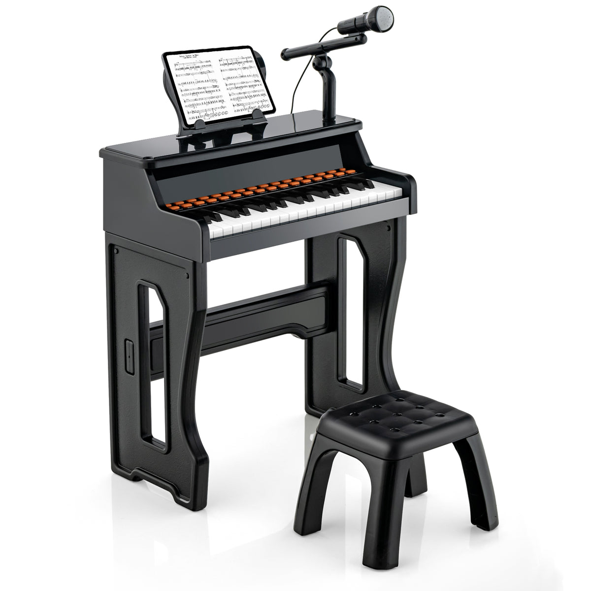 37-Key Kids Piano Keyboard with Mic & Stool | Black