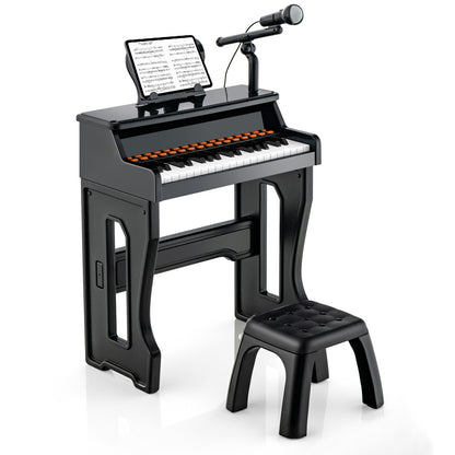37-Key Kids Piano Keyboard with Mic & Stool | Black