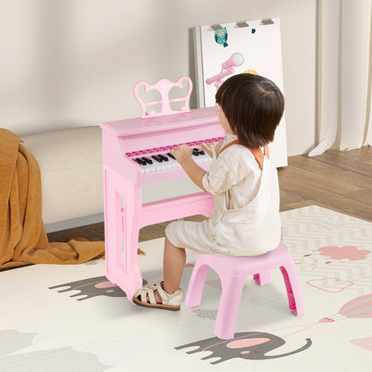 Costway 37-Key Electronic Piano Keyboard Toy with Adjustable Microphone-Pink