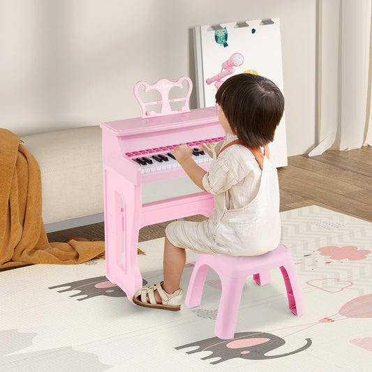 Costway 37-Key Electronic Piano Keyboard Toy with Adjustable Microphone-Pink
