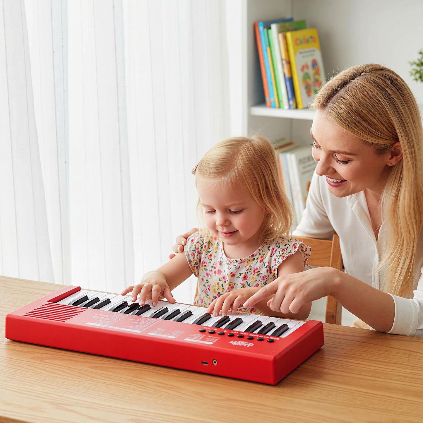 37 Key Electric Piano Keyboard with Microphone | Red