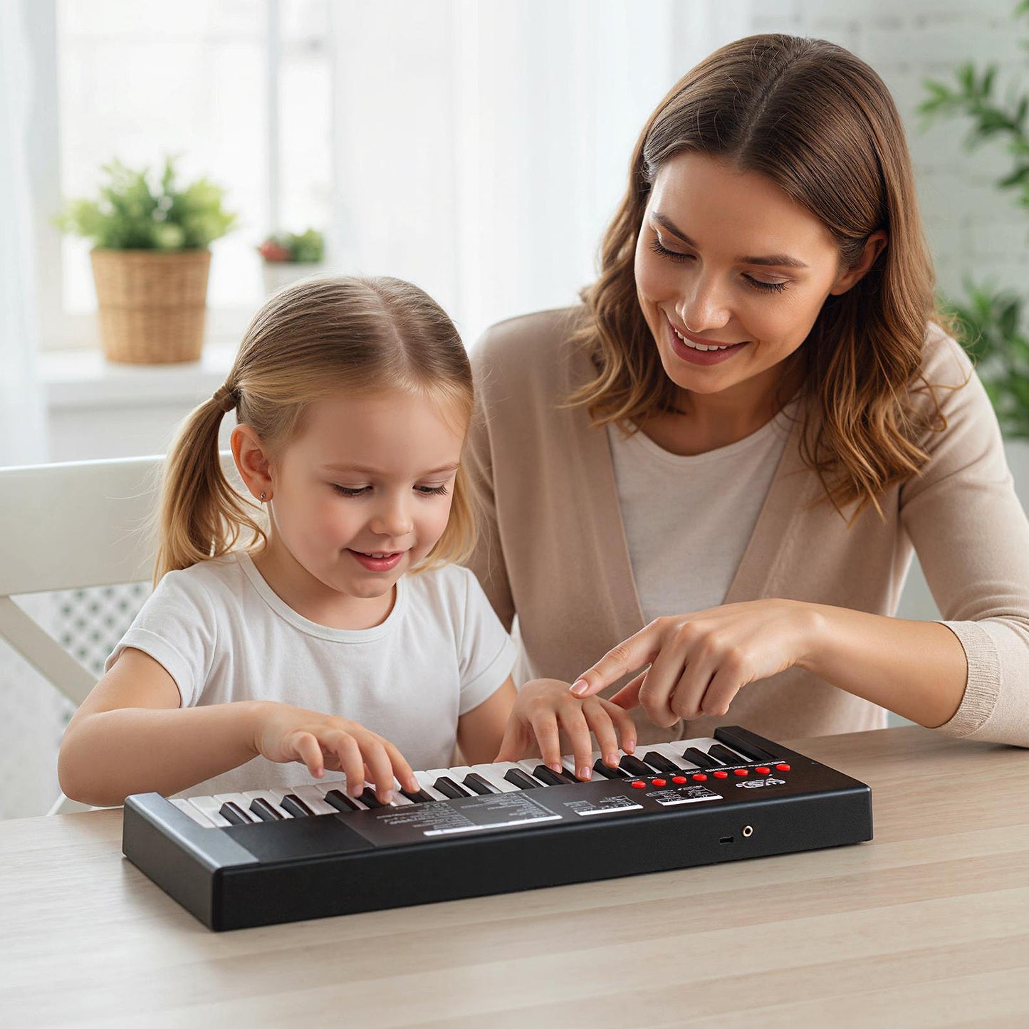 37 Key Portable Electric Keyboard Piano | Microphone | Black