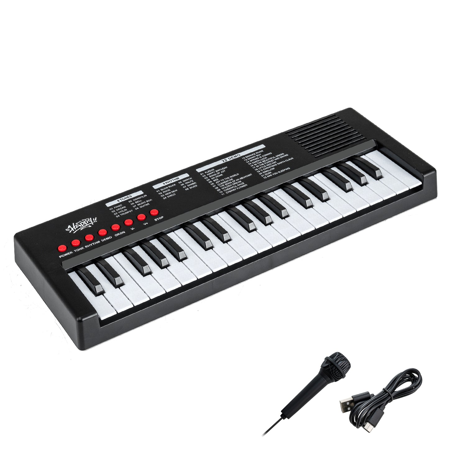 37 Key Portable Electric Keyboard Piano | Microphone | Black
