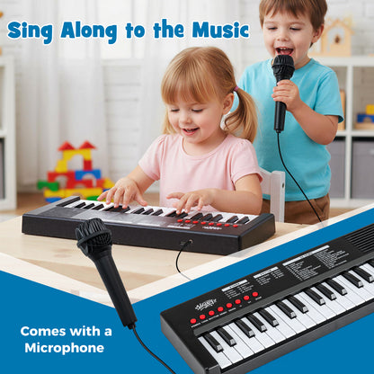 37 Key Portable Electric Keyboard Piano | Microphone | Black