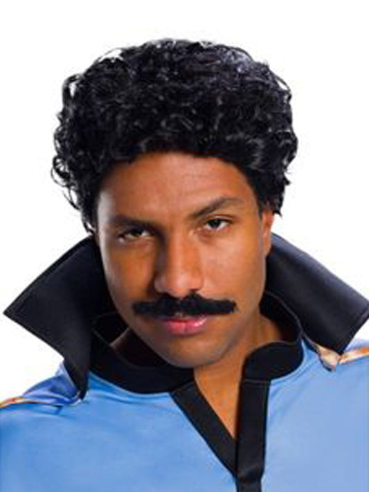 Black Curly Afro wig for Lando Calrissian costume, perfect for childrens Star Wars dress-up.