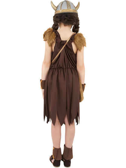 Viking Girl Costume | Brown Faux Fur Dress with Wrist Cuffs