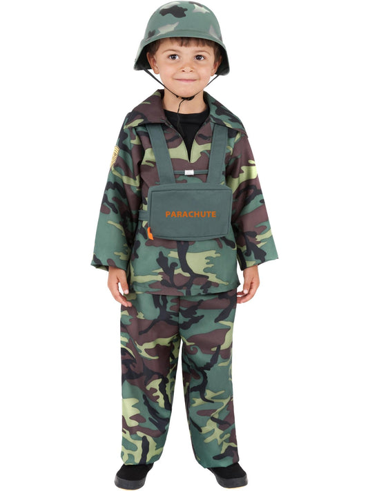 Army Boy Green Camouflage Costume | Jacket Pants Backpack Set