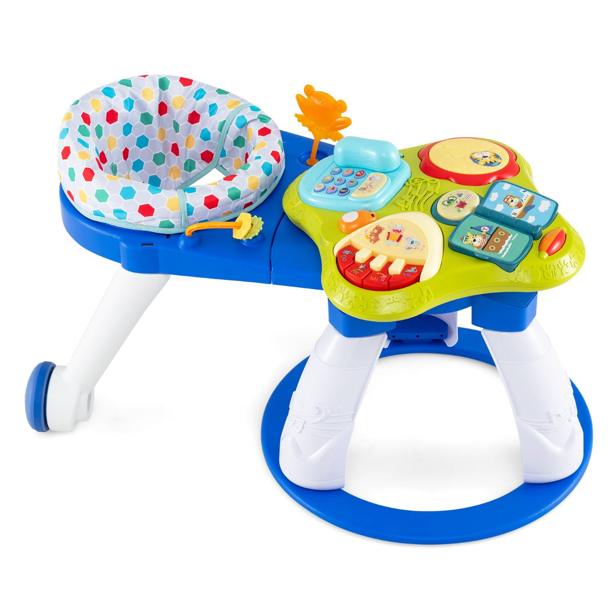 Costway 3 in 1 Baby Stationary Activity Center with Educational and Music Function Tabletop-Blue