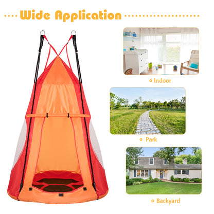 2 In 1 Tree Tent Swing Set | Green Adjustable Hanging Ropes
