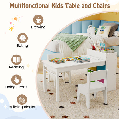 White Kids Art Table & Chair Set | Paper Roll Holder Storage