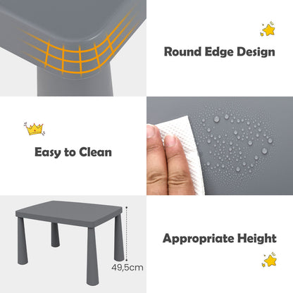Grey Kids Table & 2 Chairs Set | Homework Drawing Activity Desk