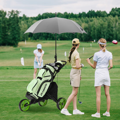 3 Wheel Folding Golf Walking Push Cart with Coated Storage Bag-Green
