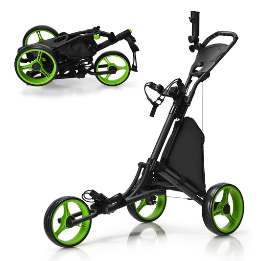Green 3 Wheel Golf Cart | Folding Aluminum Frame Storage Bag