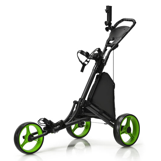 Green 3 Wheel Golf Cart | Folding Aluminum Frame Storage Bag