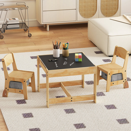 3 In 1 Grey Kids Table Chair Set | Removable Double-Sided Top