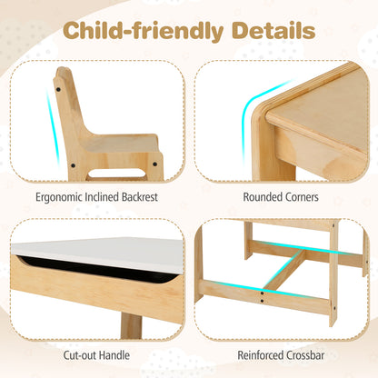 Beige 3 in 1 Kids Table Chair Set | Storage Drawers & Boards