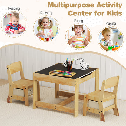 Beige 3 in 1 Kids Table Chair Set | Storage Drawers & Boards